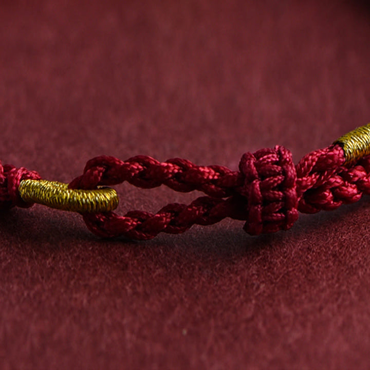 Braccialetto in corda intrecciata con design a triplo anello in oro 999 Buddha Stones - image 10