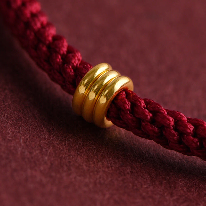 Braccialetto in corda intrecciata con design a triplo anello in oro 999 Buddha Stones - image 8
