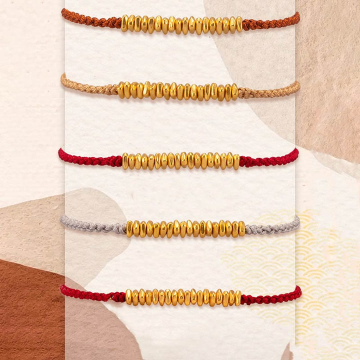 Buddha Stones 999 Oro Piccoli pezzi d'oro Design Fatto a mano Protezione Braccialetto in corda intrecciata - image 16