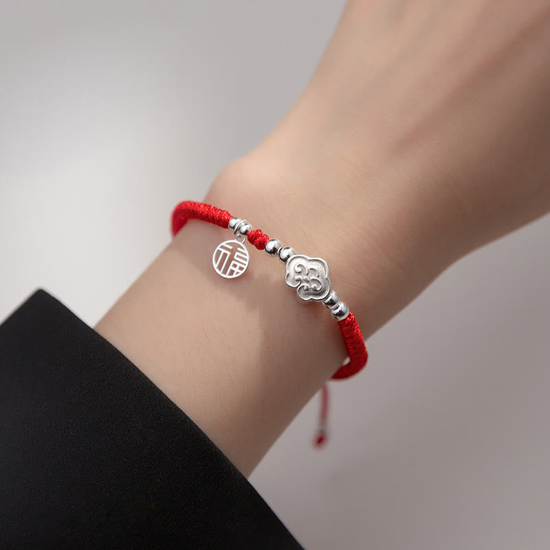 Braccialetto intrecciato in corda con nuvole di buon auspicio e benedizione in argento sterling 925 fatto a mano con Buddha Stones - image 3