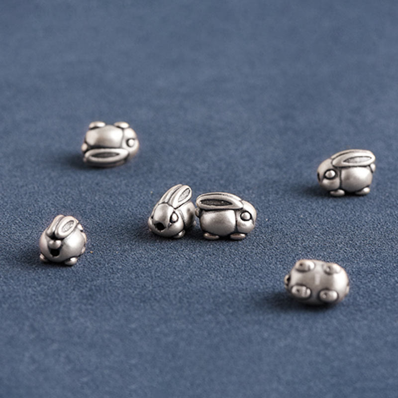Buddha Stones Braccialetto portafortuna in corda di coniglio in argento sterling 999 fatto a mano - image 26