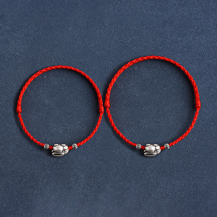 Buddha Stones Braccialetto portafortuna in corda di coniglio in argento sterling 999 fatto a mano - image 13