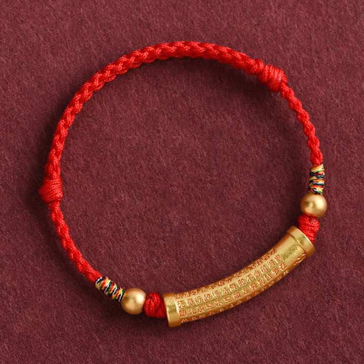 Buddha Stones Lega fatta a mano Cuore Sutra Protezione Forza Corda Bracciale Cavigliera