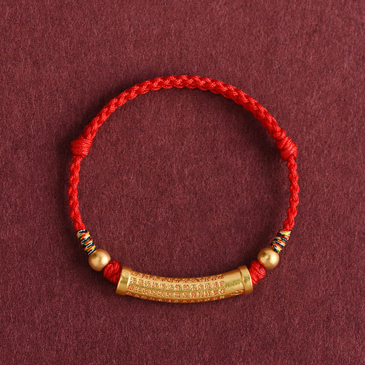 Buddha Stones Lega fatta a mano Cuore Sutra Protezione Forza Corda Bracciale Cavigliera