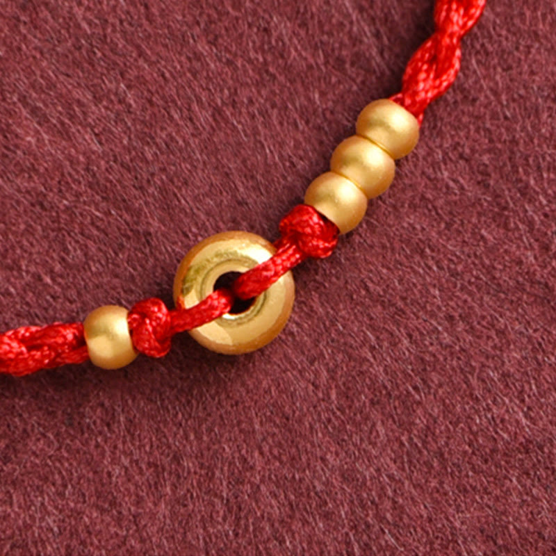Buddha Stones 999 Oro Piccolo Fibbia della Pace Design Fatto a Mano Braccialetto di Corda Intrecciata Fortuna Cavigliera - image 8