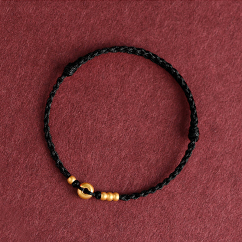 Buddha Stones 999 Oro Piccolo Fibbia della Pace Design Fatto a Mano Braccialetto di Corda Intrecciata Fortuna Cavigliera - image 19