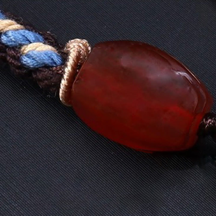 Collana con ciondolo in corda intrecciata con perline Dzi tibetane a nove occhi Buddha Stones - image 9