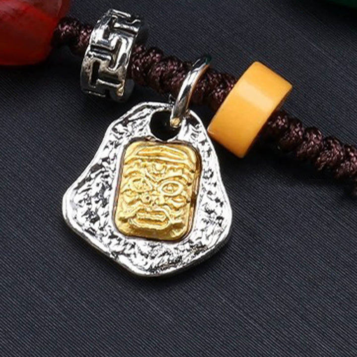 Collana con ciondolo in corda intrecciata con perline Dzi tibetane a nove occhi Buddha Stones - image 3