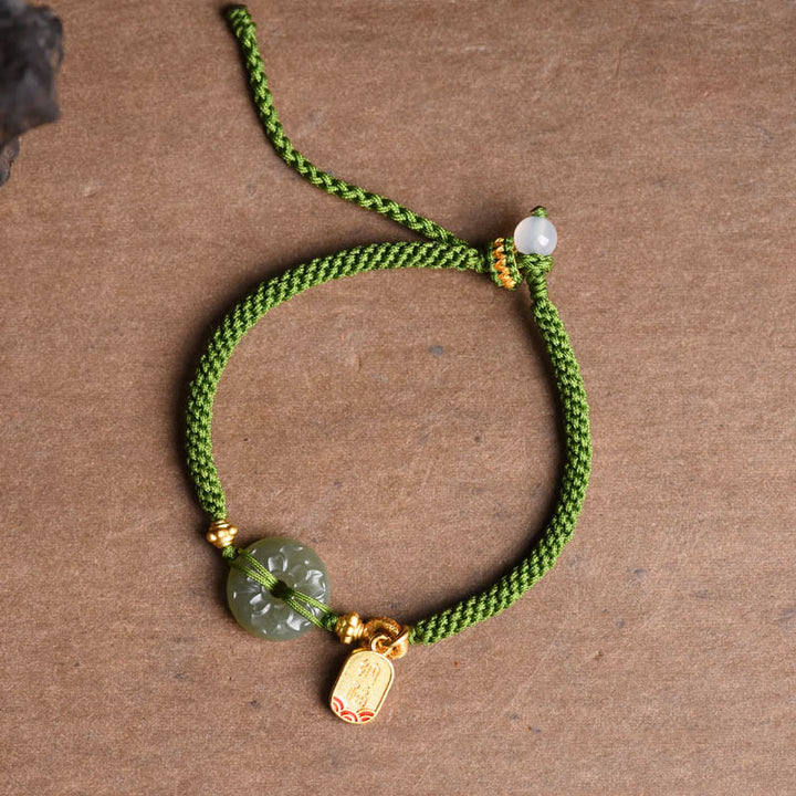 Braccialetto con fibbia della pace in giada verde Buddha Stones verde
