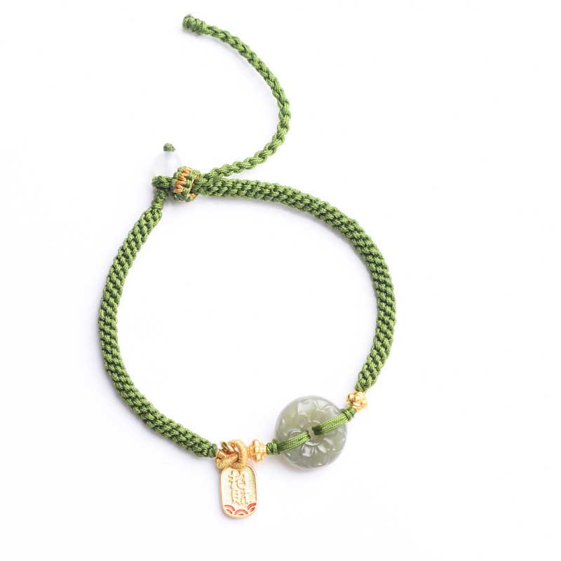Braccialetto con fibbia della pace in giada verde Buddha Stones verde