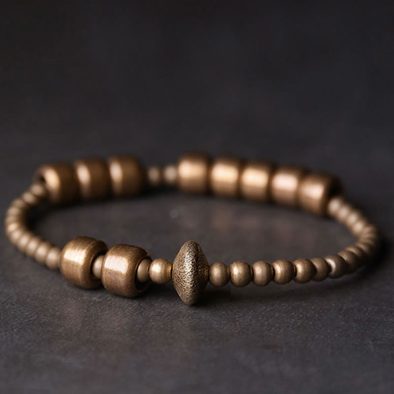 Bracciale Buddha Stones Vintage Rame Ottone Blance Wealth