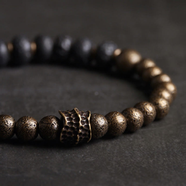 Buddha Stones Lava Rock Beads Assorbe Energia Negativa Braccialetto di Rame