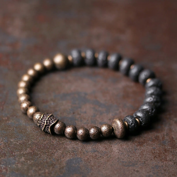 Buddha Stones Lava Rock Beads Assorbe Energia Negativa Braccialetto di Rame