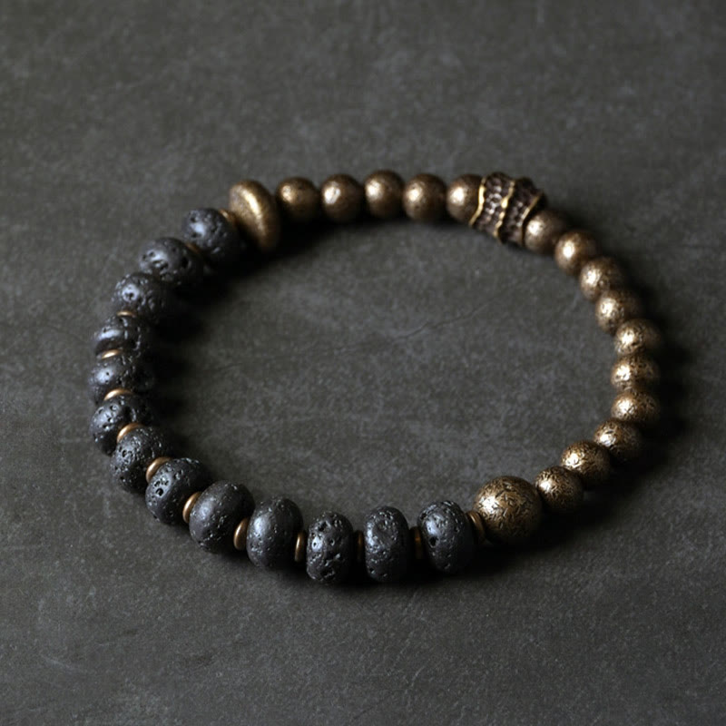 Buddha Stones Lava Rock Beads Assorbe Energia Negativa Braccialetto di Rame