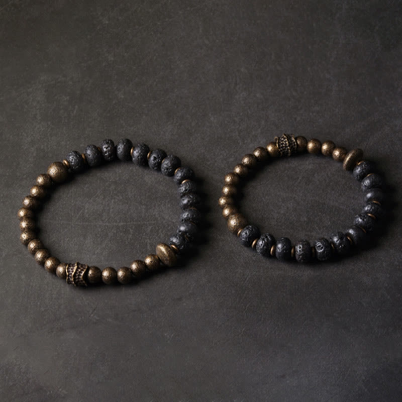 Buddha Stones Lava Rock Beads Assorbe Energia Negativa Braccialetto di Rame
