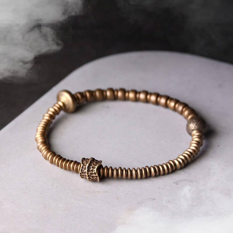Bracciale in ottone con Buddha Stones e rame e fortuna