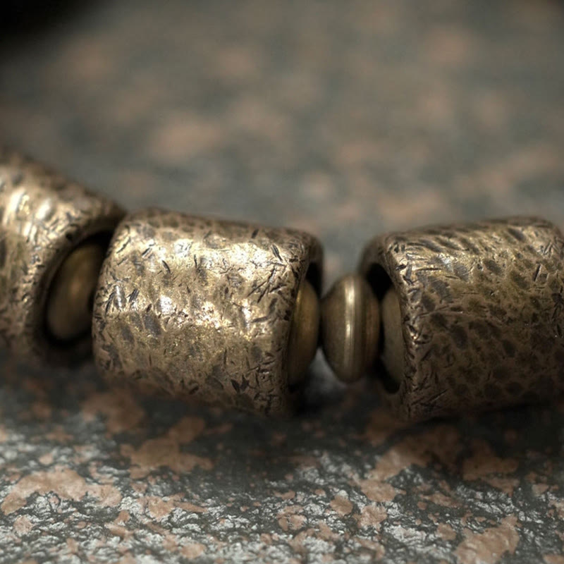 Braccialetto di perline di rame in legno di ebano Buddha Stones, vintage, pace