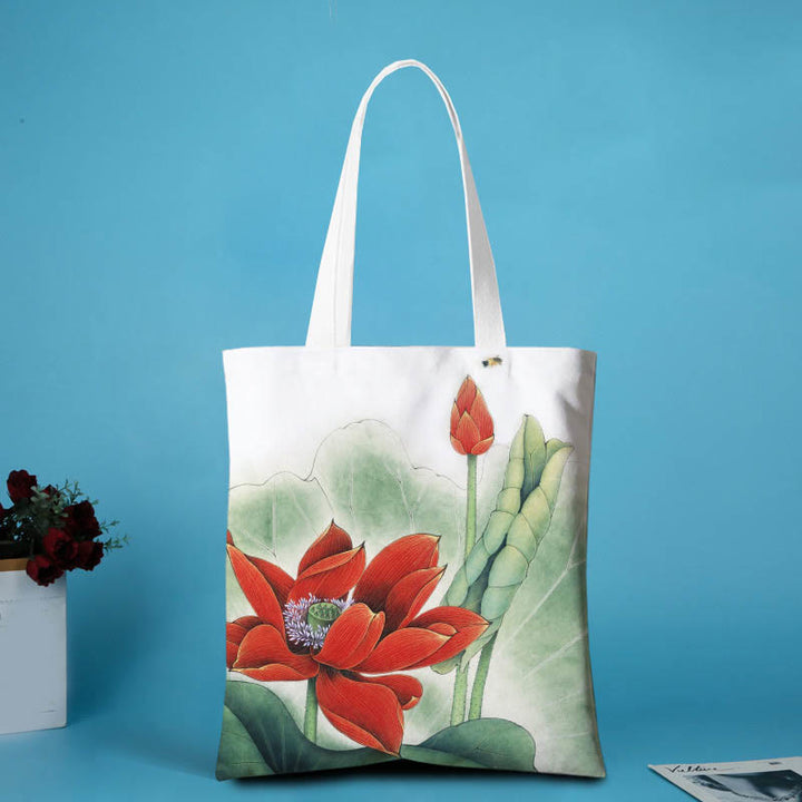 Borsa a tracolla in tela a forma di loto Buddha Stones