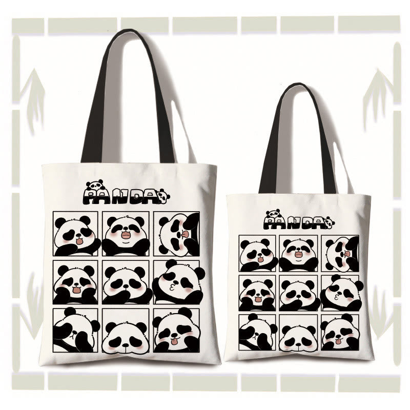 Borsa a tracolla per la spesa con panda carino in tela fatta a mano, grande capacità , Buddha Stones