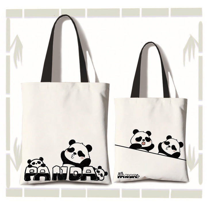 Borsa a tracolla per la spesa con panda carino in tela fatta a mano, grande capacità , Buddha Stones
