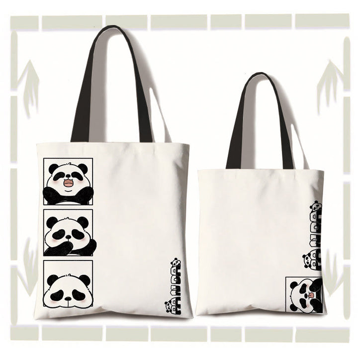 Borsa a tracolla per la spesa con panda carino in tela fatta a mano, grande capacità , Buddha Stones