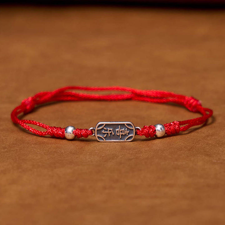 Bracciale intrecciato in argento sterling 925 fatto a mano con Buddha Stones, pace e gioia, protezione sicura e benefica - Corda rossa (circonferenza del polso 14-16 cm) - image 10