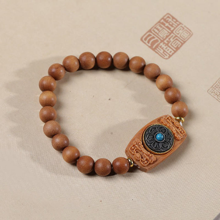 Buddha Stones Piccola foglia Sandalo rosso Sandalo verde Sei vere parole Bracciale della pace