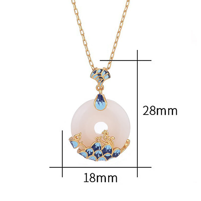 Collana con ciondolo Buddha Stones, giada bianca, fibbia della pace, montagne e mare, fortuna