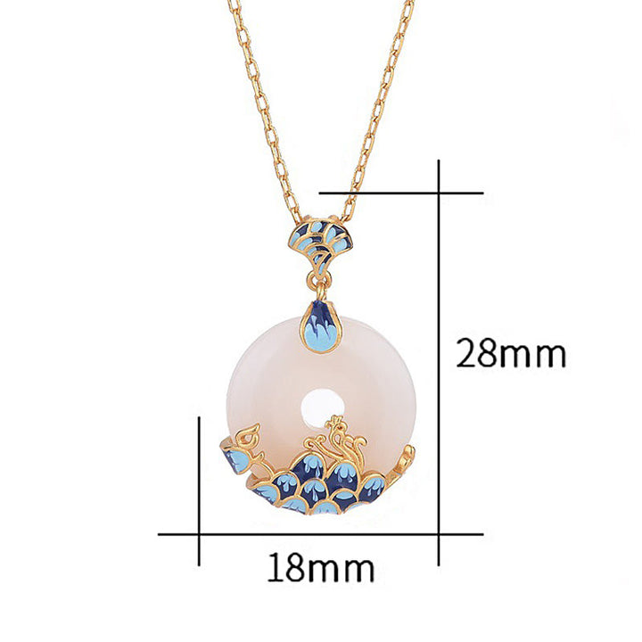 Collana con ciondolo Buddha Stones, giada bianca, fibbia della pace, montagne e mare, fortuna