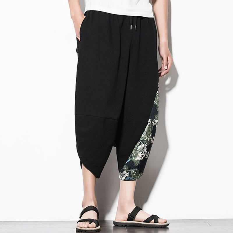 Pantaloni harem da uomo in cotone con stampa Buddha Stones Green Waves e tasche - image 5