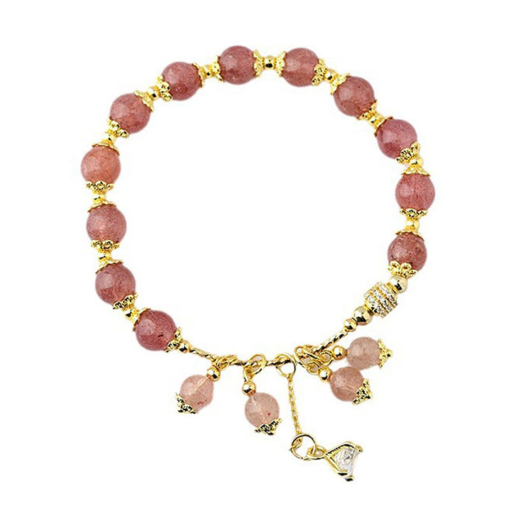 Braccialetto positivo di guarigione di cristallo di quarzo fragola naturale Buddha Stones Zircone