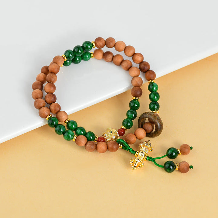 Buddha Stones Sandalo Legno Perline Tibet Dorje Vajra Doppio Design Intrecciato Protezione Braccialetto Guarigione