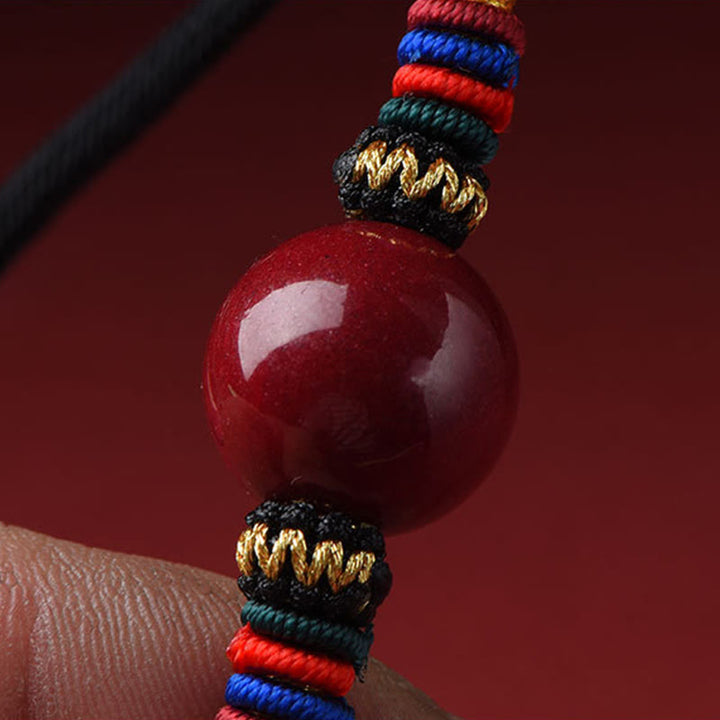 Collana con ciondolo con perline portafortuna in cinabro Buddha Stones, per tenere lontani gli spiriti maligni