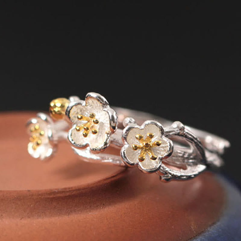 Anello Buddha Stones in argento sterling 925 con prugna e bossom calmo - image 2