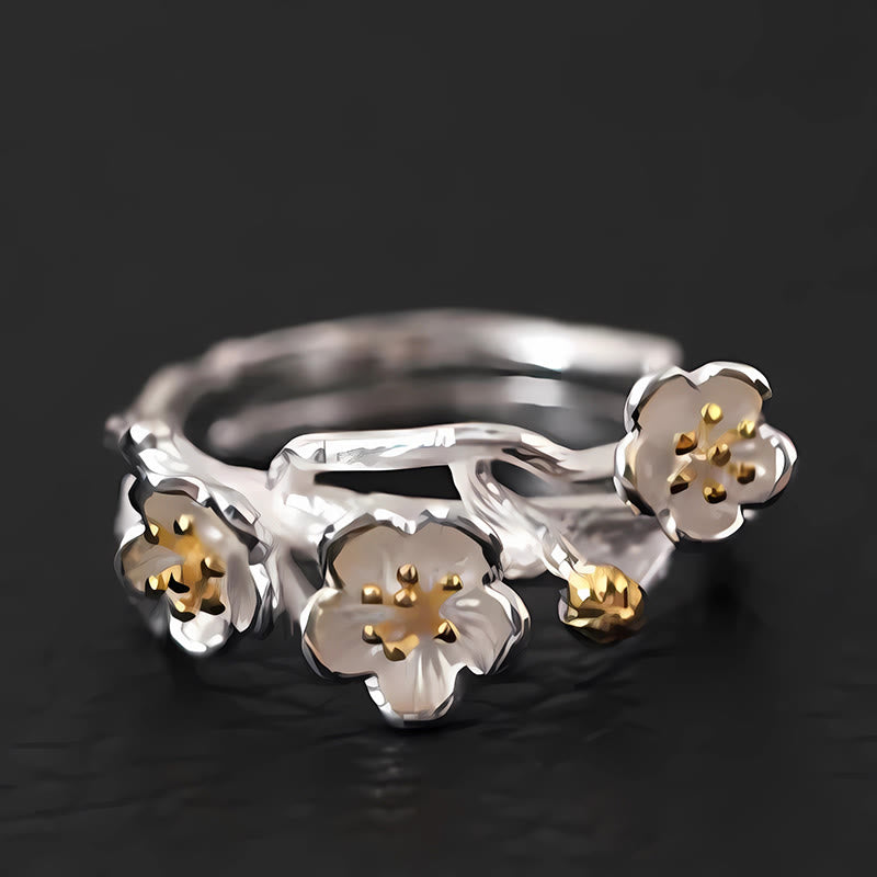 Anello Buddha Stones in argento sterling 925 con prugna e bossom calmo - image 6