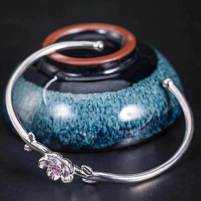 Braccialetto portafortuna in argento sterling 925 con fiori di ciliegio Buddha Stones - image 7