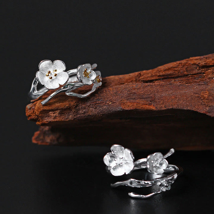 Anello di equilibrio Buddha Stones 925 Sterling Silver Plum Bossom - image 1