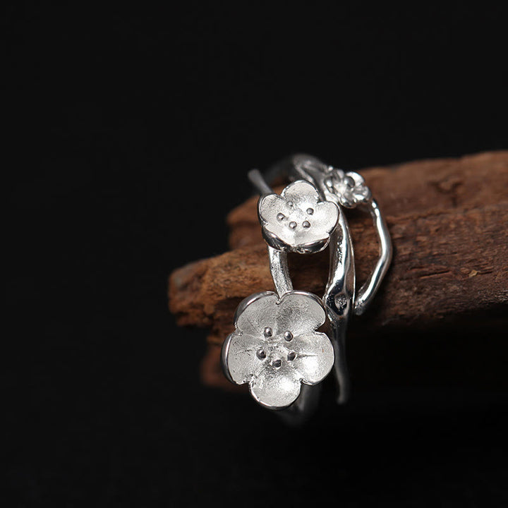 Anello di equilibrio Buddha Stones 925 Sterling Silver Plum Bossom - image 3