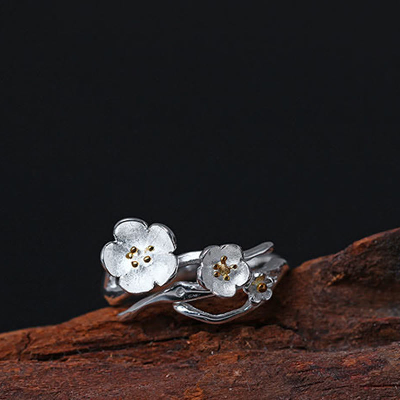 Anello di equilibrio Buddha Stones 925 Sterling Silver Plum Bossom - image 10