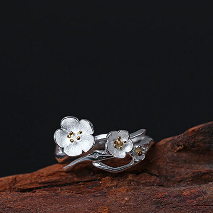 Anello di equilibrio Buddha Stones 925 Sterling Silver Plum Bossom - image 10
