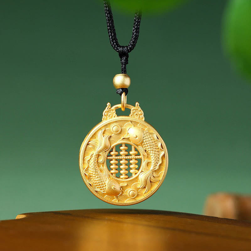 Collana con ciondolo a forma di pesce koi in rame placcato oro Buddha Stones - Pesce Koi - image 1