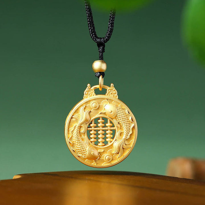 Collana con ciondolo a forma di pesce koi in rame placcato oro Buddha Stones - Pesce Koi - image 1