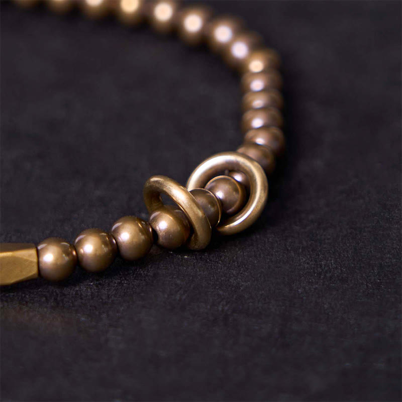 Braccialetto di coppia con perline in ottone e rame, design Buddha Stones Wealth Self Care - image 2