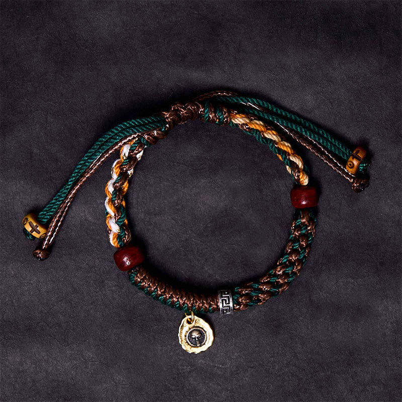 Braccialetto di corda della fortuna in osso di cammello tibetano di Buddha Stones Yak Bone