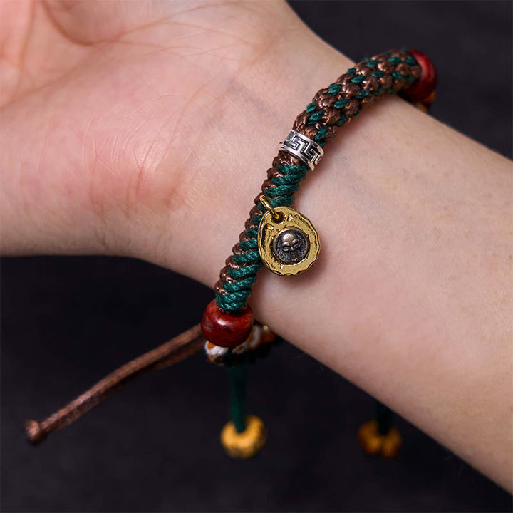 Braccialetto di corda della fortuna in osso di cammello tibetano di Buddha Stones Yak Bone