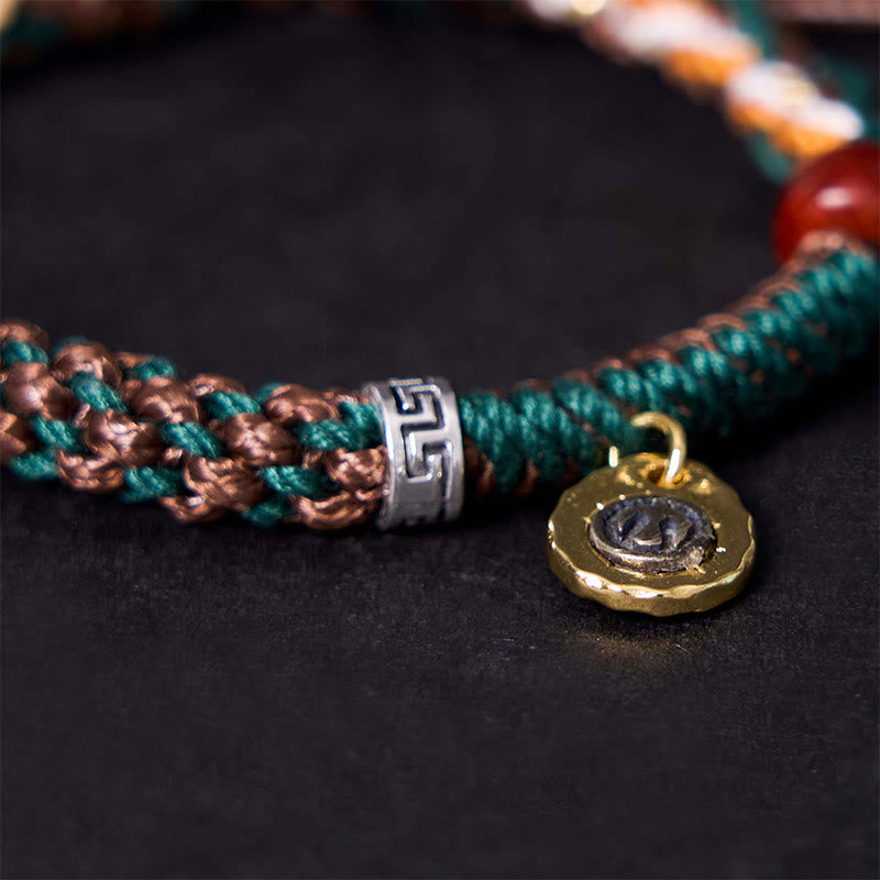 Braccialetto di corda della fortuna in osso di cammello tibetano di Buddha Stones Yak Bone