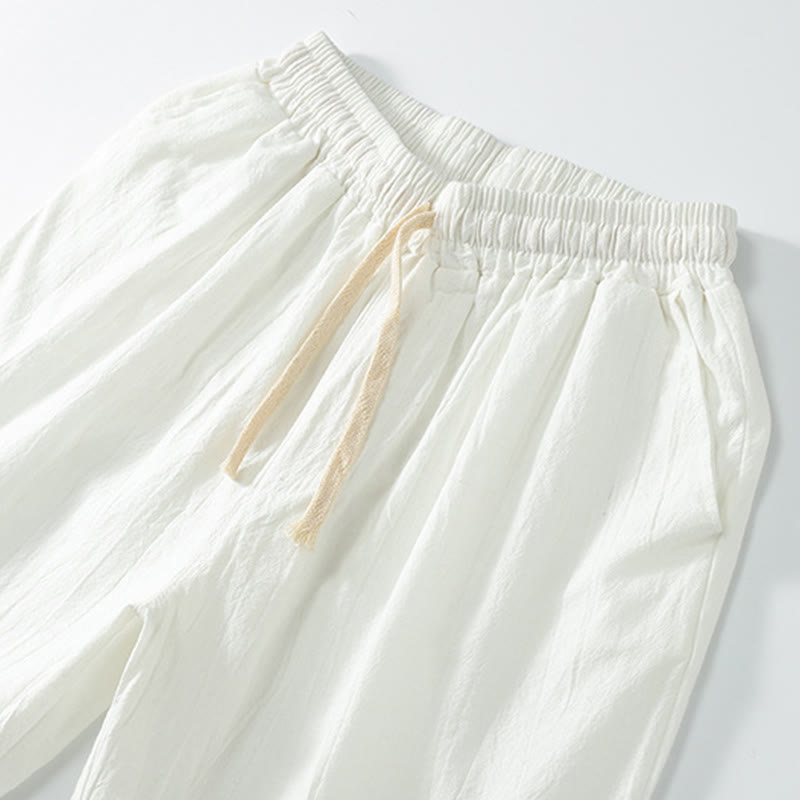 Pantaloncini da uomo dritti, tinta unita, con tasche, in cotone, con stampa Buddha Stones. - image 6
