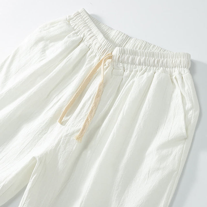 Pantaloncini da uomo dritti, tinta unita, con tasche, in cotone, con stampa Buddha Stones. - image 6