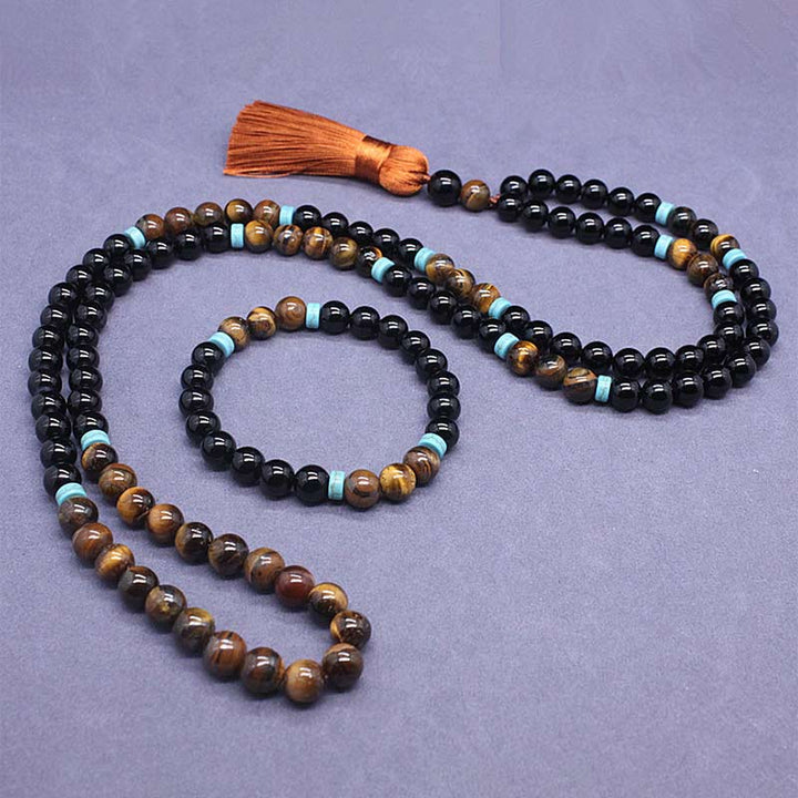 Set di Mala pacifici in onice nero tibetano Buddha Stones