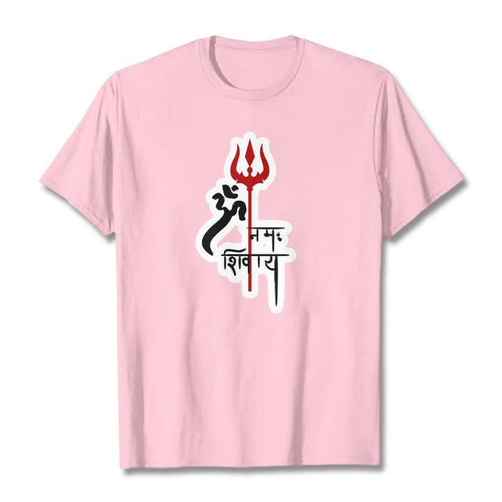 Maglietta in cotone con profilo del tridente rosso Buddha Stones OM NAMAH SHIVAYA - Rosa chiaro - 2XL - image 8
